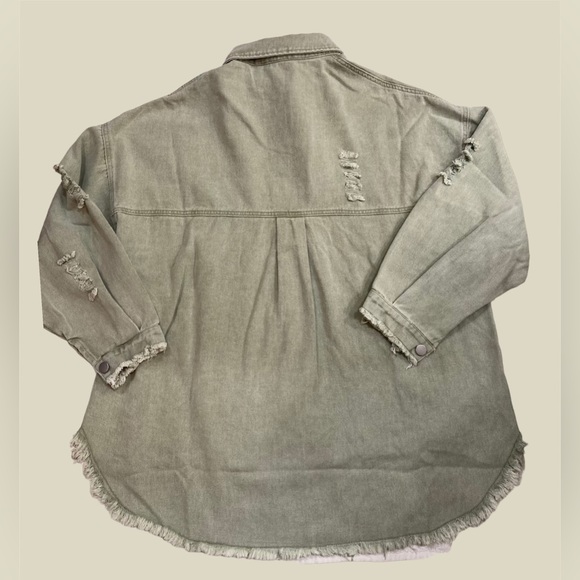 BN! COTTON DENIM OVERSIZED GREEN JACKET SIZE M - Picture 6 of 7